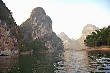 Image showing Li river near Yangshuo Guilin Mountains