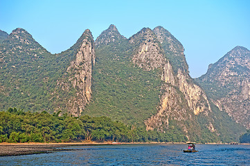 Image showing Li river near Yangshuo Guilin Mountains