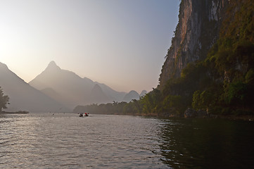 Image showing Li river near Yangshuo Guilin Mountains