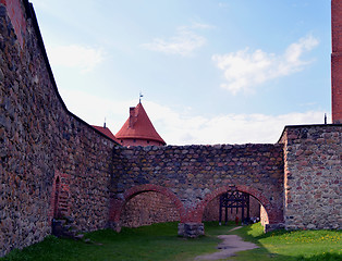 Image showing Antique Trakai castle wall. XIV architecture 