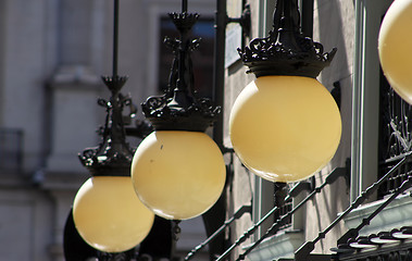 Image showing Street lamps on building