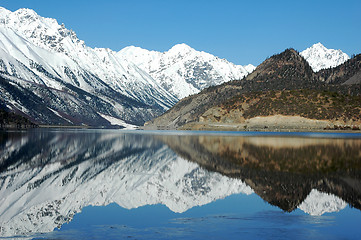 Image showing Landscape of snow-capped mountains