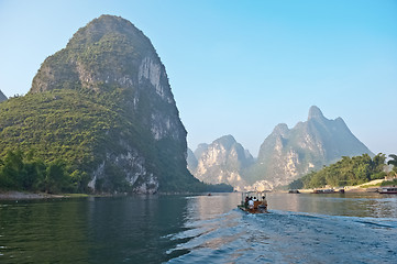 Image showing Li river near Yangshuo Guilin Mountains