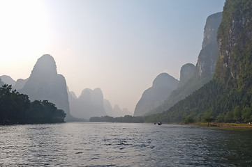 Image showing Li river near Yangshuo Guilin Mountains