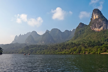 Image showing Li river near Yangshuo Guilin Mountains