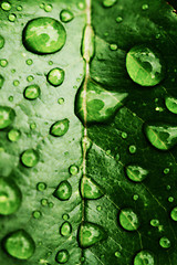 Image showing green leaf with drops of water