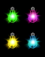 Image showing set of bright color bulbs