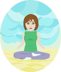 Image showing Silhouette illustration of a woman figure doing meditation