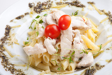 Image showing Pasta Bolognese with meat and tarragon