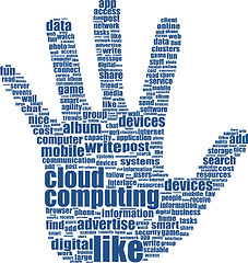 Image showing hand which is composed of text keywords on social media themes