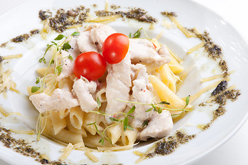 Image showing Pasta Bolognese with meat and tarragon