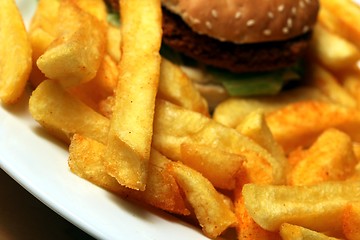 Image showing chicken burger with french fries