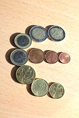 Image showing euro symbol made of euro coins
