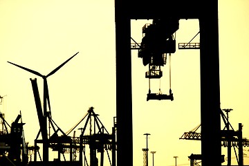 Image showing harbor silhouettes