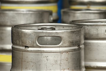 Image showing steel beer barrels