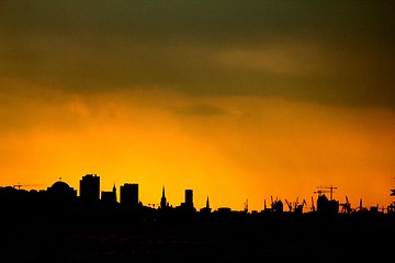 Image showing german hamburg city evening skyline