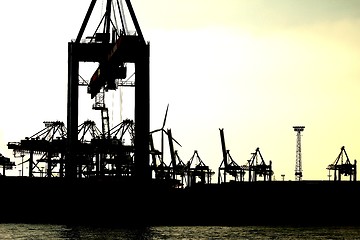 Image showing harbor silhouettes