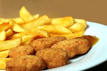 Image showing chicken nuggets with french fries