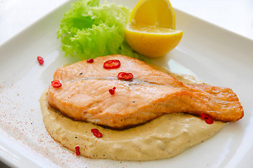 Image showing Grilled salmon steak