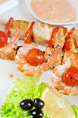 Image showing grilled salmon and shrimps