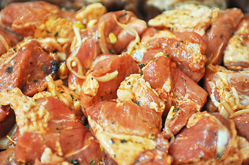 Image showing marinated pork meat shashlik