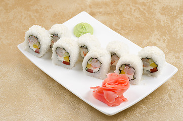 Image showing shrimp sushi roll