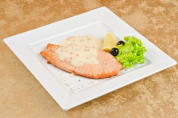 Image showing Grilled salmon steak