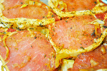 Image showing marinated pork meat shashlik