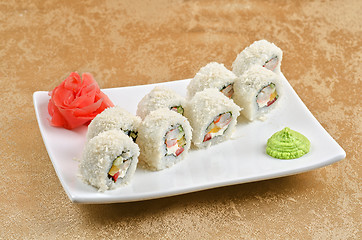 Image showing shrimp sushi roll