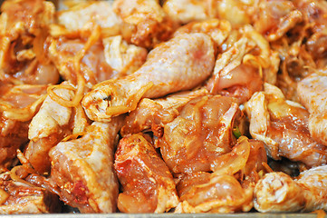 Image showing marinated chicken meat shashlik