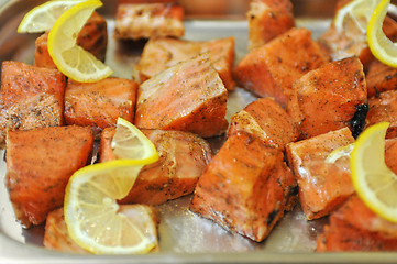 Image showing marinated salmon shashlik