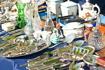 Image showing bric-a-brac market with cutlery