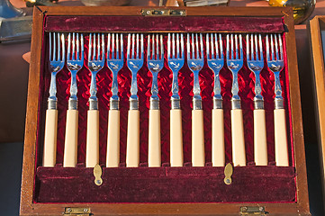 Image showing bric-a-brac market cutlery