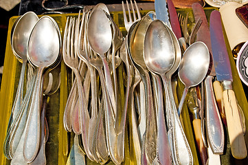 Image showing bric-a-brac market with cutlery