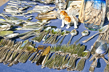 Image showing bric-a-brac market with cutlery