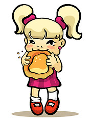 Image showing Girl eating bun