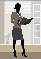 Image showing Businesswoman silhouette in office