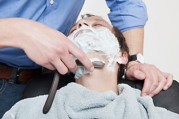 Image showing Man Getting Shaved