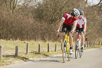 Image showing Cyclists Riding On Country Road