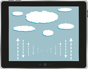 Image showing computer tablet with cloud isolated on white