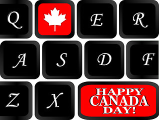 Image showing Computer keyboard with the Canadian flag on it