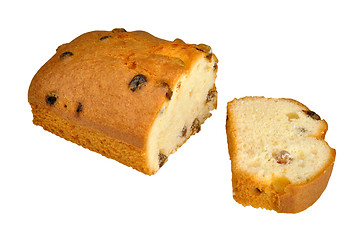 Image showing cut fruitcake with raisin
