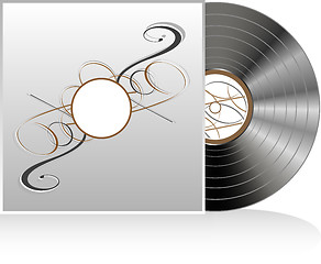 Image showing Black vinyl disc with abstract vintage cover