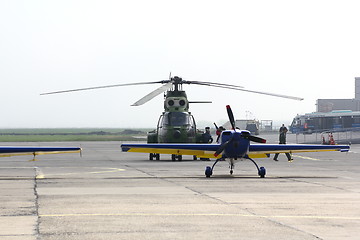 Image showing airplane and helicopter