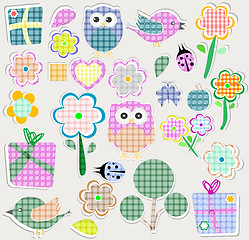 Image showing Scrapbook nature set. seamless vector background