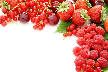 Image showing Mix of fresh summer berries. 