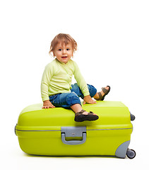 Image showing Happy kid with baggage