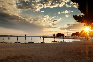 Image showing evening sunset on beach