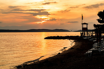 Image showing evening sunset on beach