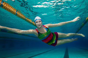 Image showing Happy swimming in the pool